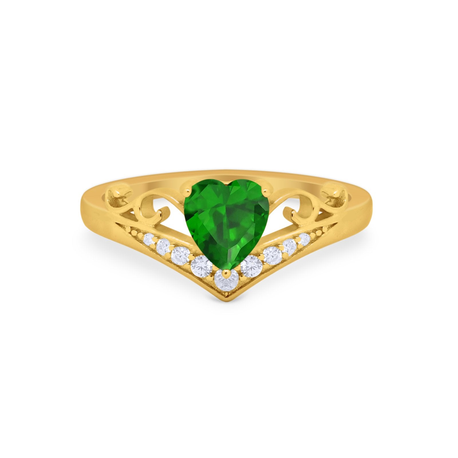 Heart Filigree Thumb Ring Round Simulated Cubic Zirconia 925 Sterling Silver