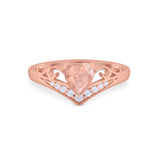Heart Filigree Thumb Ring Round Simulated Cubic Zirconia 925 Sterling Silver