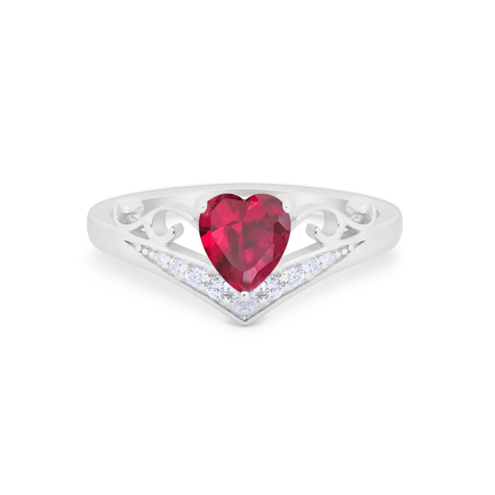 Heart Filigree Thumb Ring Round Simulated Cubic Zirconia 925 Sterling Silver