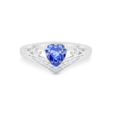 Heart Filigree Thumb Ring Round Simulated Cubic Zirconia 925 Sterling Silver