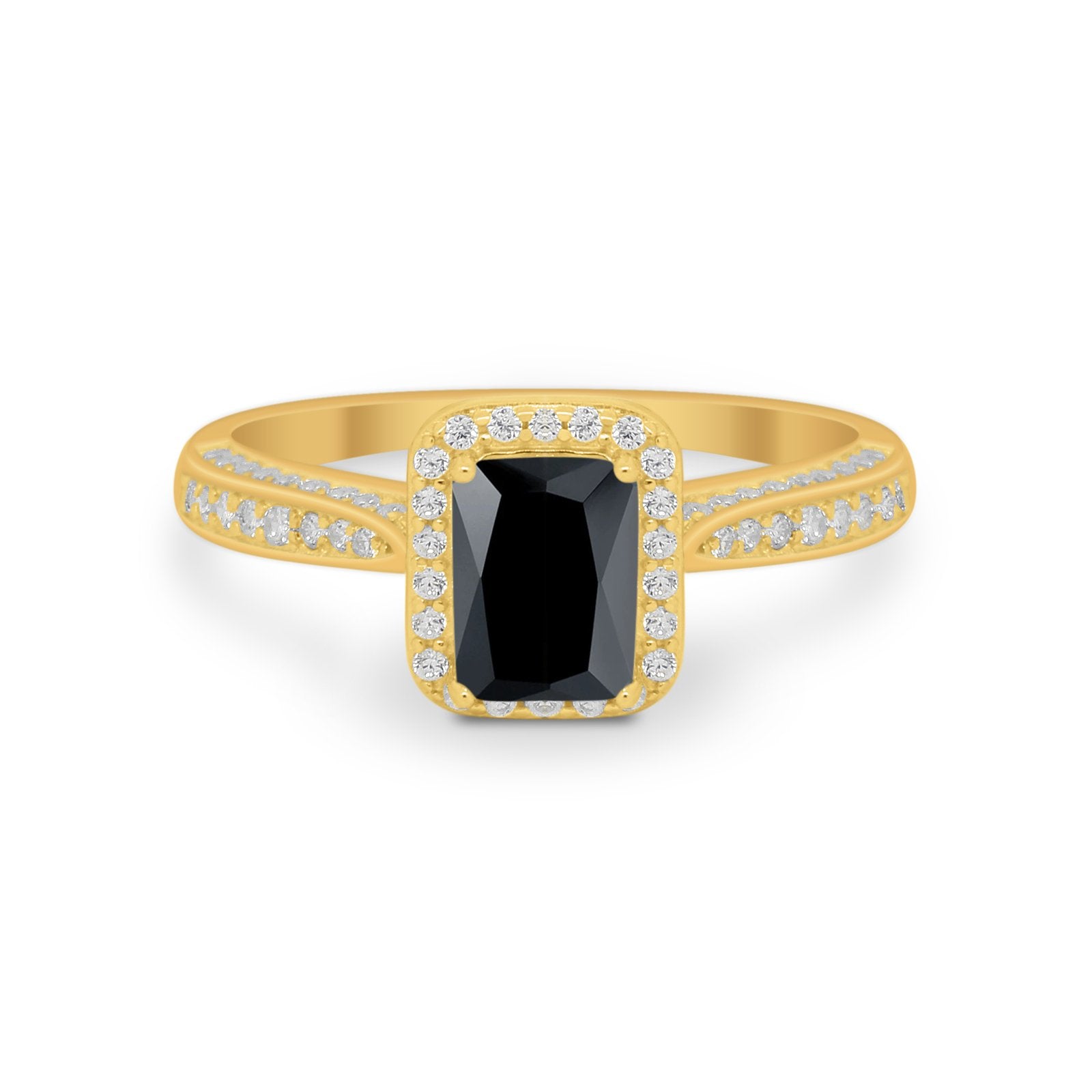 Vintage Emerald Cut Ring Round Simulated Cubic Zirconia 925 Sterling Silver