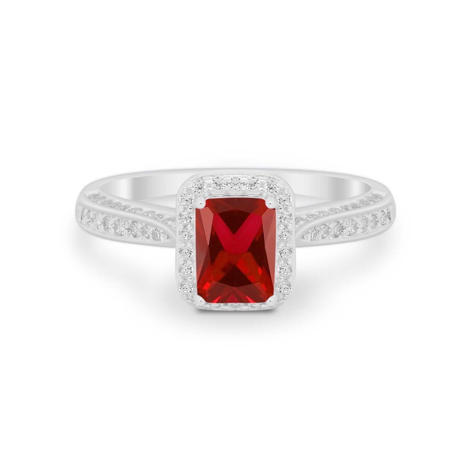 Vintage Emerald Cut Ring Round Simulated Cubic Zirconia 925 Sterling Silver