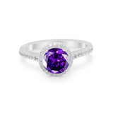 Accent Dazzling Wedding Ring Round Simulated Cubic Zirconia 925 Sterling Silver