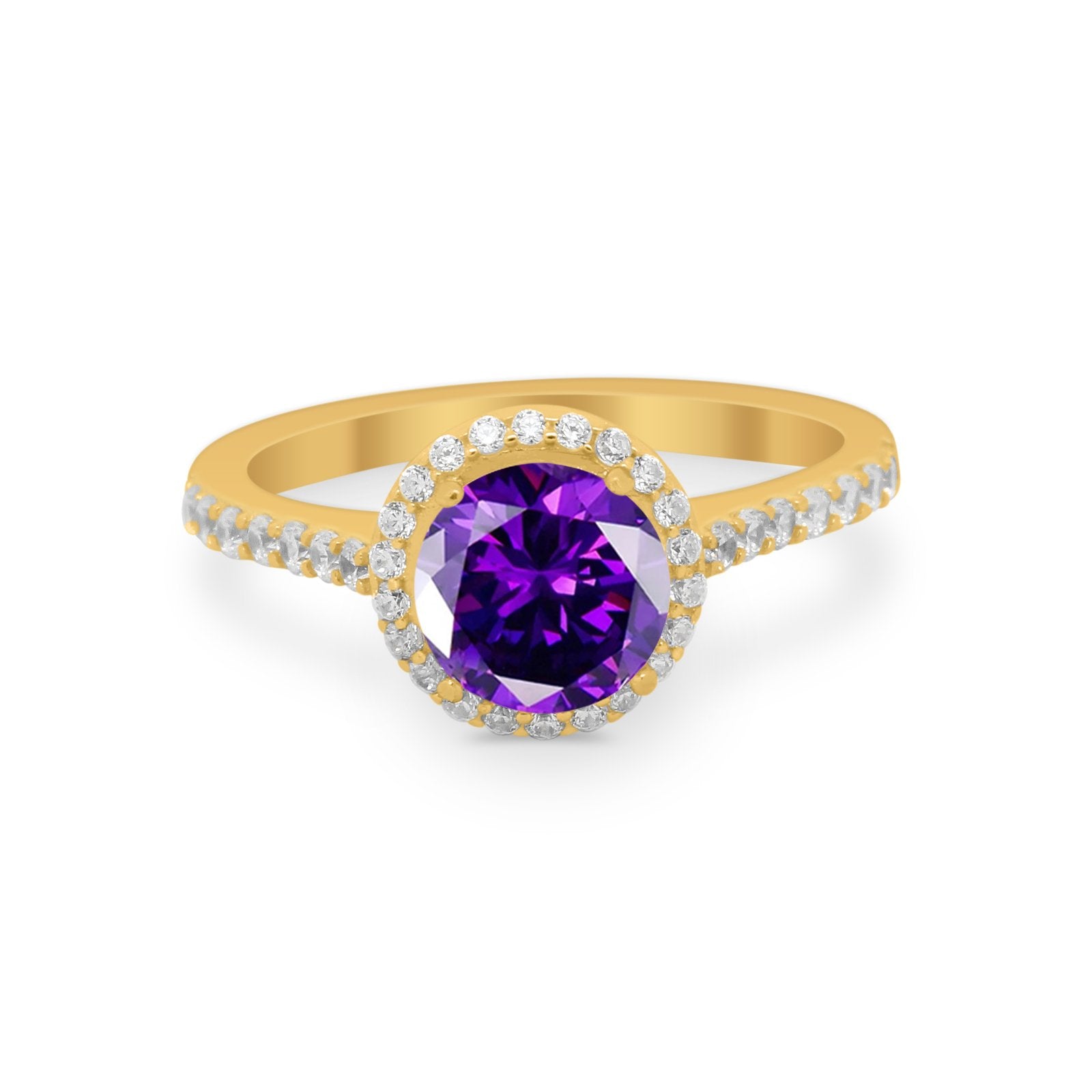 Accent Dazzling Wedding Ring Round Simulated Cubic Zirconia 925 Sterling Silver