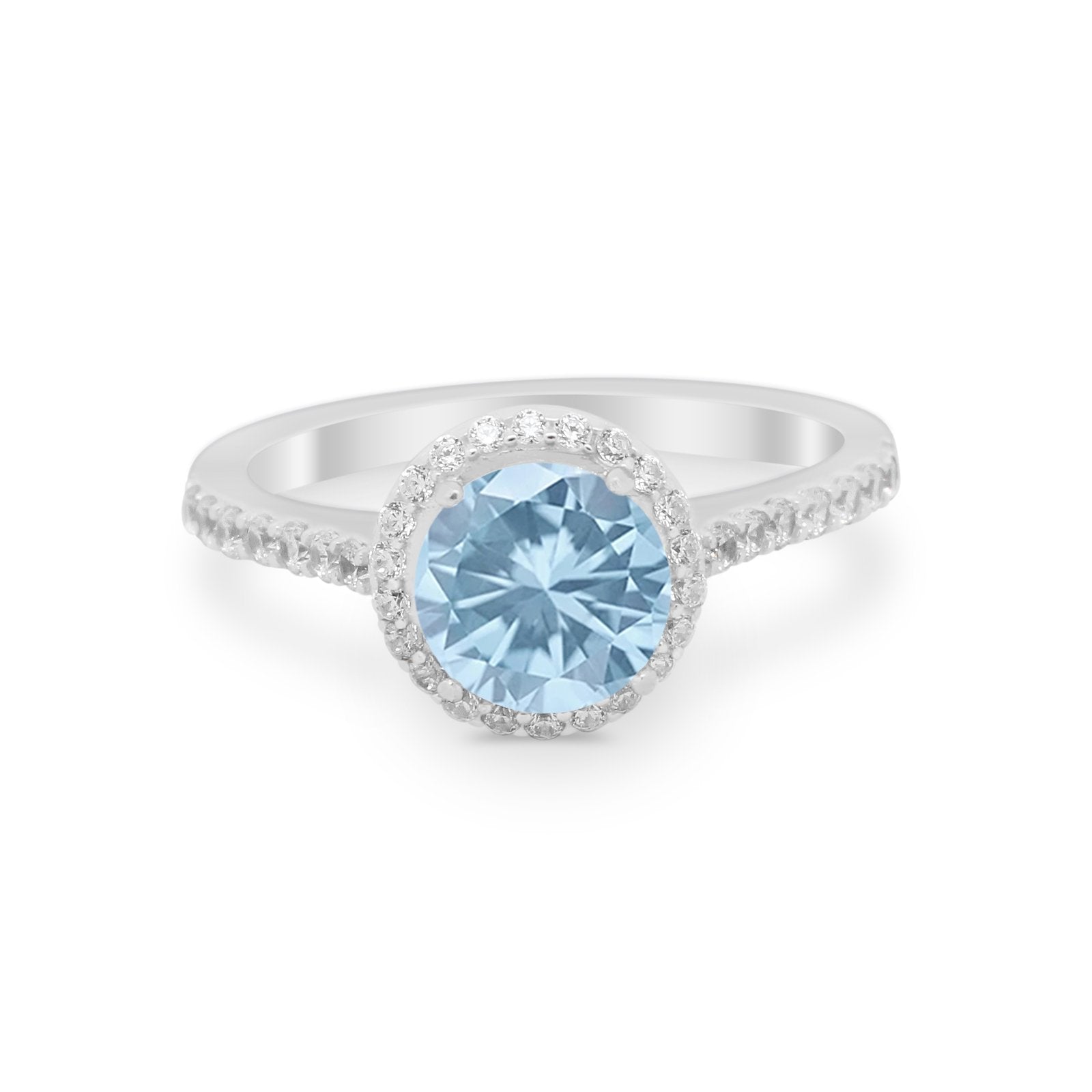 Accent Dazzling Wedding Ring Round Simulated Cubic Zirconia 925 Sterling Silver