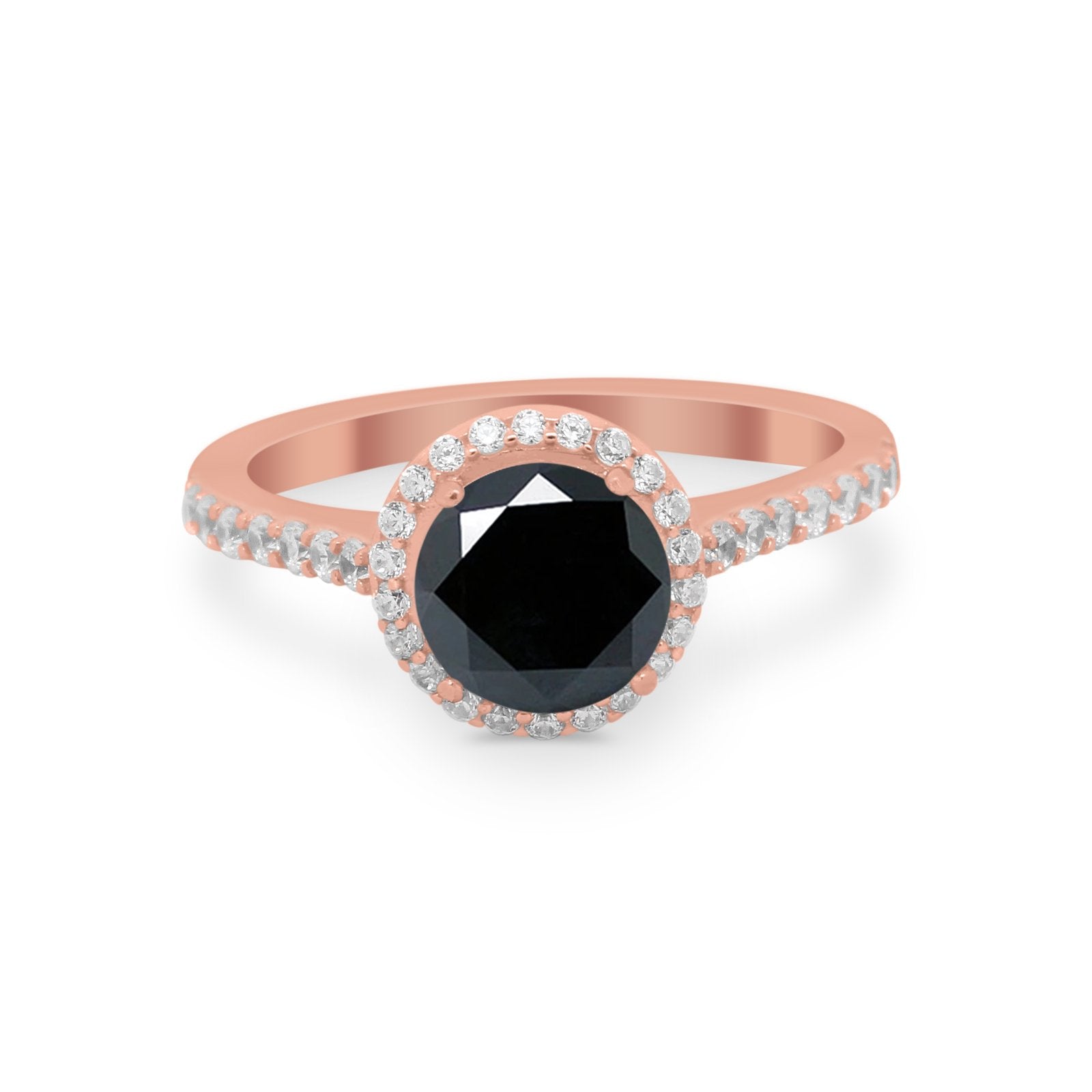 Accent Dazzling Wedding Ring Round Simulated Cubic Zirconia 925 Sterling Silver