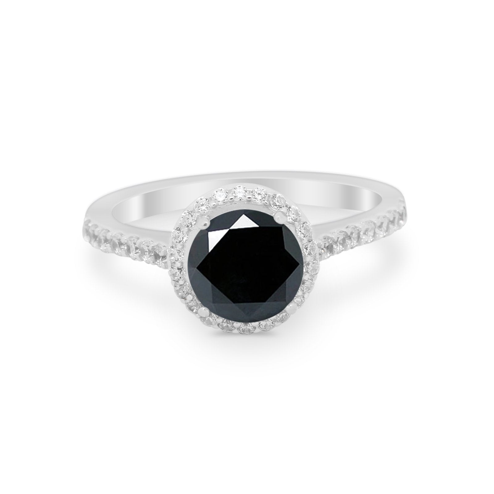Accent Dazzling Wedding Ring Round Simulated Cubic Zirconia 925 Sterling Silver