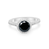 Accent Dazzling Wedding Ring Round Simulated Cubic Zirconia 925 Sterling Silver