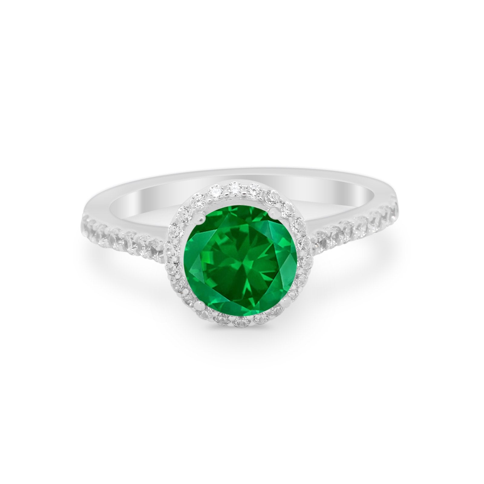 Accent Dazzling Wedding Ring Round Simulated Cubic Zirconia 925 Sterling Silver