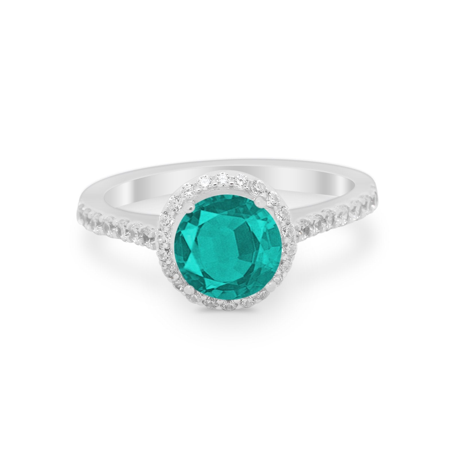 Accent Dazzling Wedding Ring Round Simulated Cubic Zirconia 925 Sterling Silver