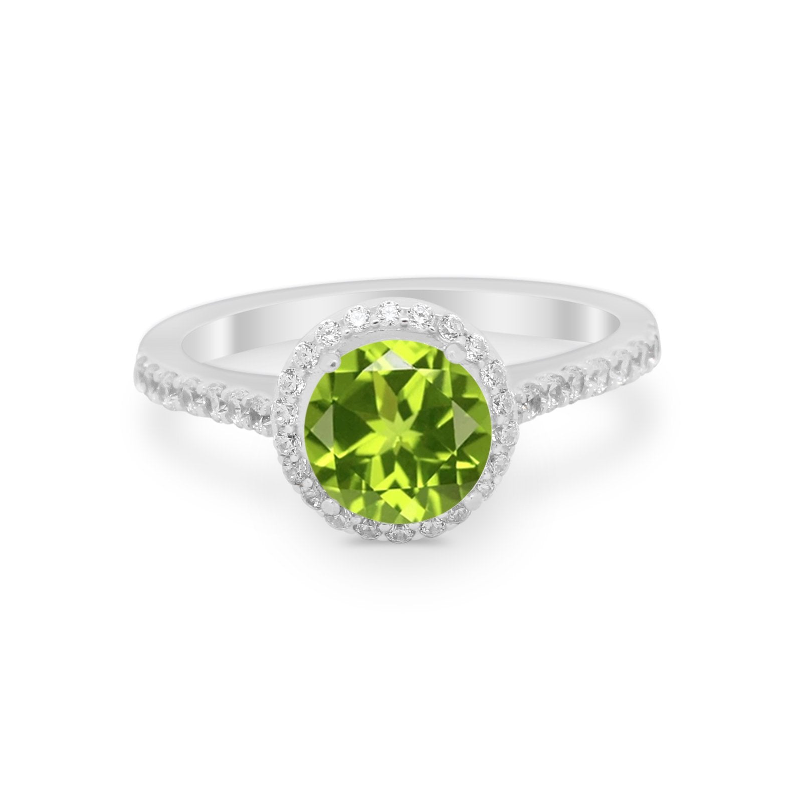Accent Dazzling Wedding Ring Round Simulated Cubic Zirconia 925 Sterling Silver