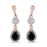 Halo Teardrop Bridal Dangle & Drop Earrings Pear Simulated Cubic Zirconia 925 Sterling Silver
