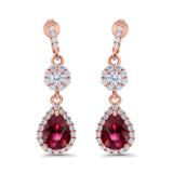 Halo Teardrop Bridal Dangle & Drop Earrings Pear Simulated Cubic Zirconia 925 Sterling Silver