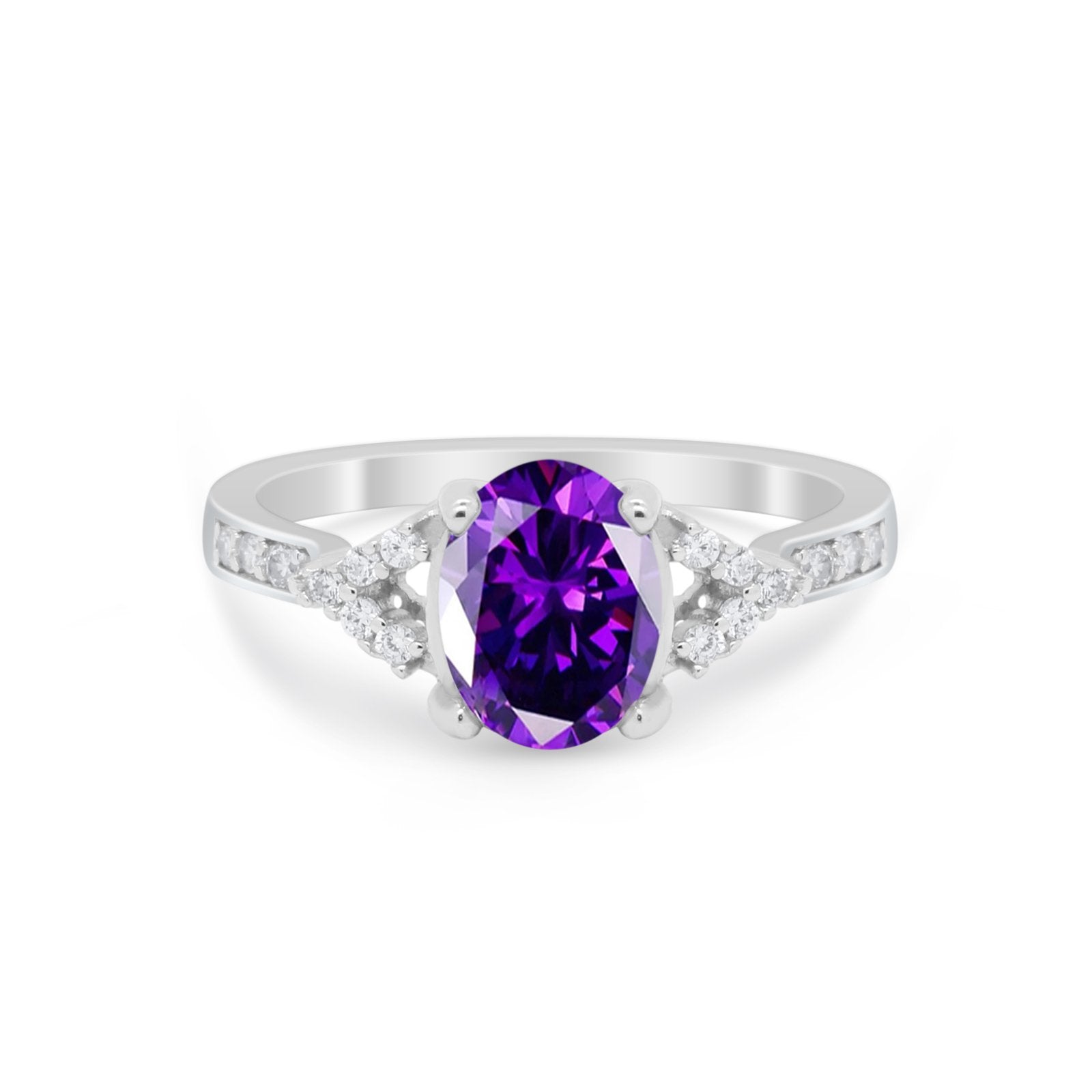 Art Deco Oval Wedding Ring Simulated Cubic Zirconia 925 Sterling Silver