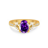 Art Deco Oval Wedding Ring Simulated Cubic Zirconia 925 Sterling Silver
