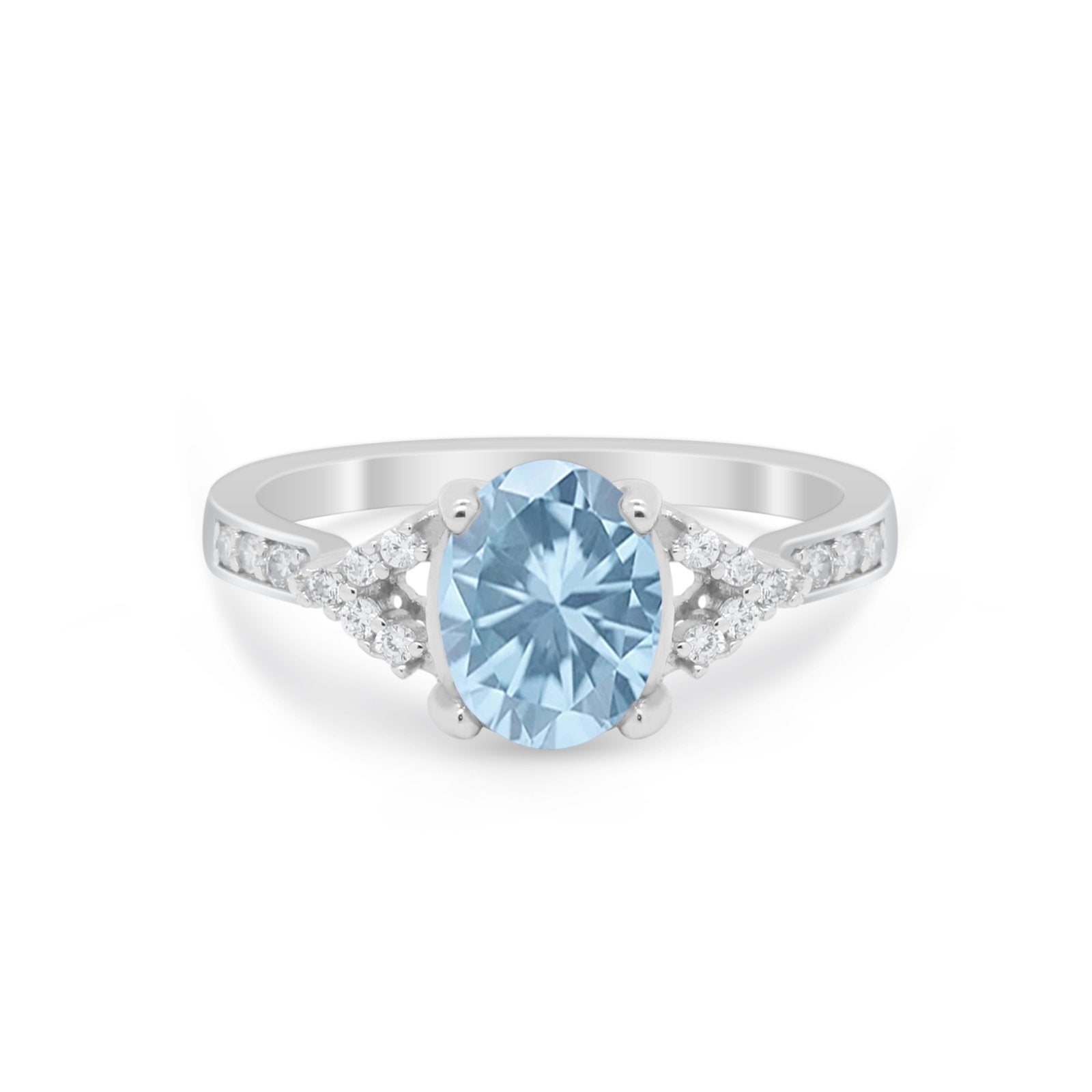 Art Deco Oval Wedding Ring Simulated Cubic Zirconia 925 Sterling Silver