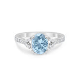 Art Deco Oval Wedding Ring Simulated Cubic Zirconia 925 Sterling Silver
