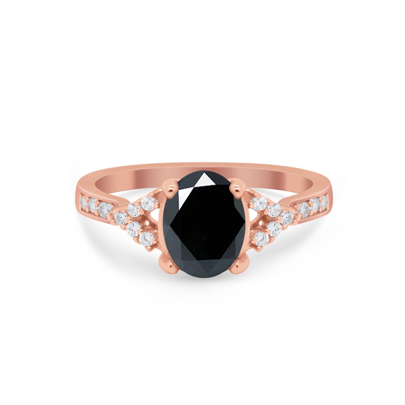 Art Deco Oval Wedding Ring Simulated Cubic Zirconia 925 Sterling Silver