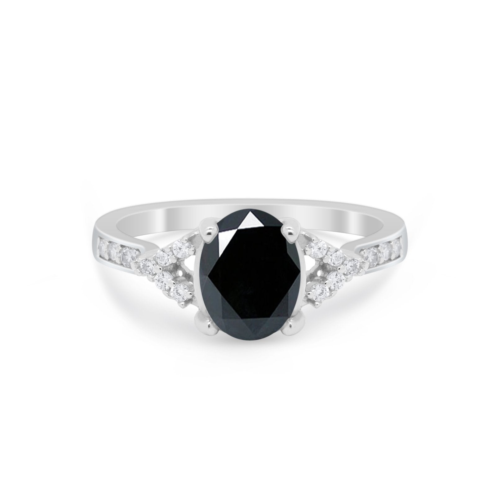 Art Deco Oval Wedding Ring Simulated Cubic Zirconia 925 Sterling Silver