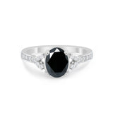 Art Deco Oval Wedding Ring Simulated Cubic Zirconia 925 Sterling Silver