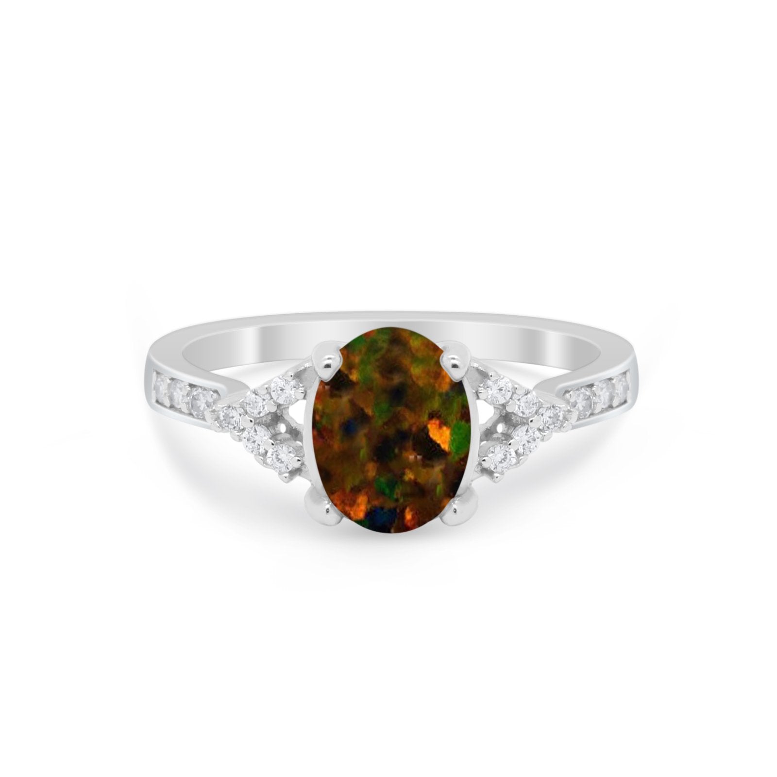 Art Deco Oval Wedding Ring Simulated Cubic Zirconia 925 Sterling Silver