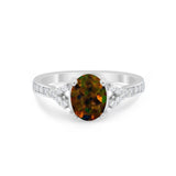 Art Deco Oval Wedding Ring Simulated Cubic Zirconia 925 Sterling Silver