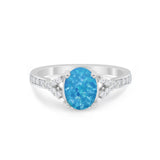 Art Deco Oval Wedding Ring Simulated Cubic Zirconia 925 Sterling Silver