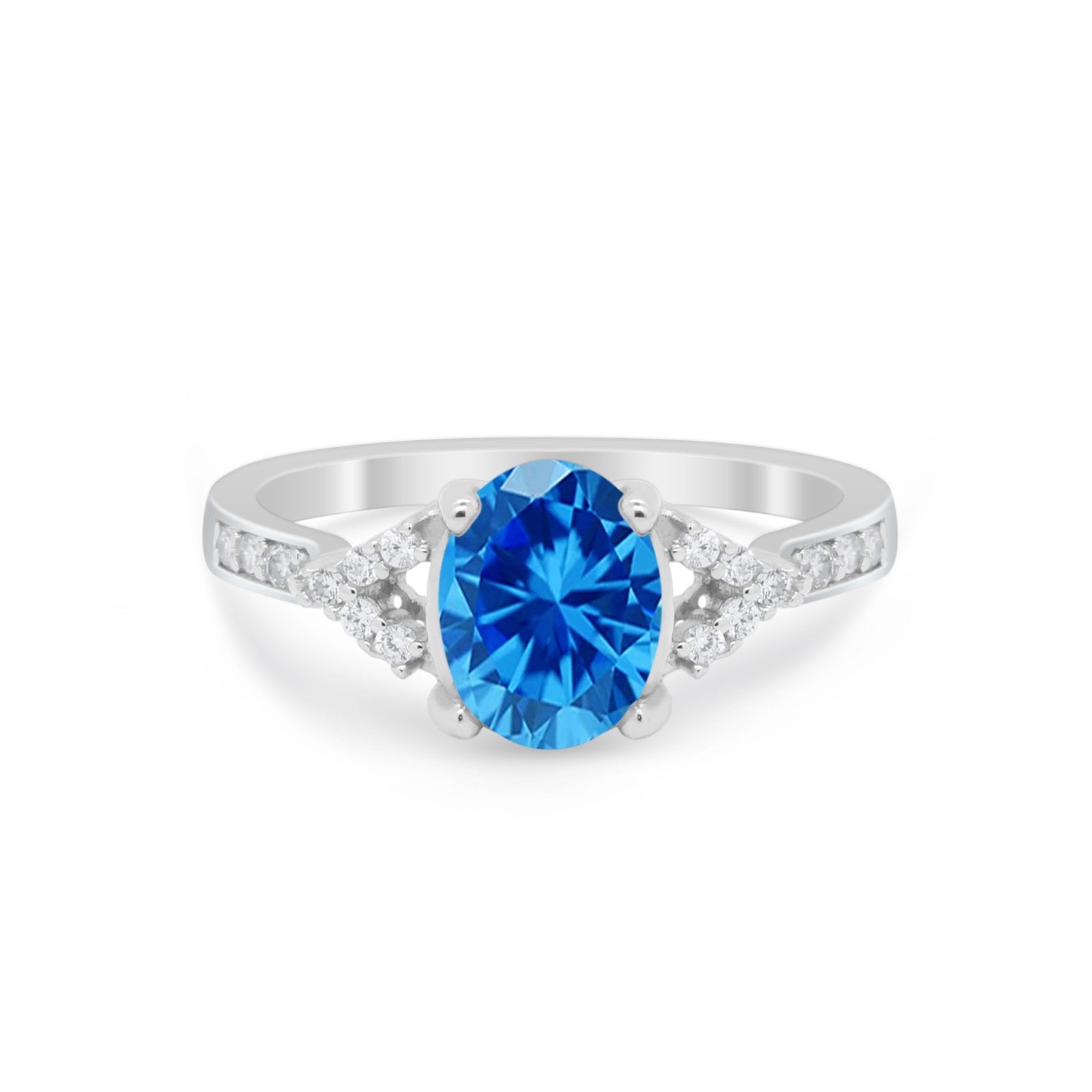 Art Deco Oval Wedding Ring Simulated Cubic Zirconia 925 Sterling Silver