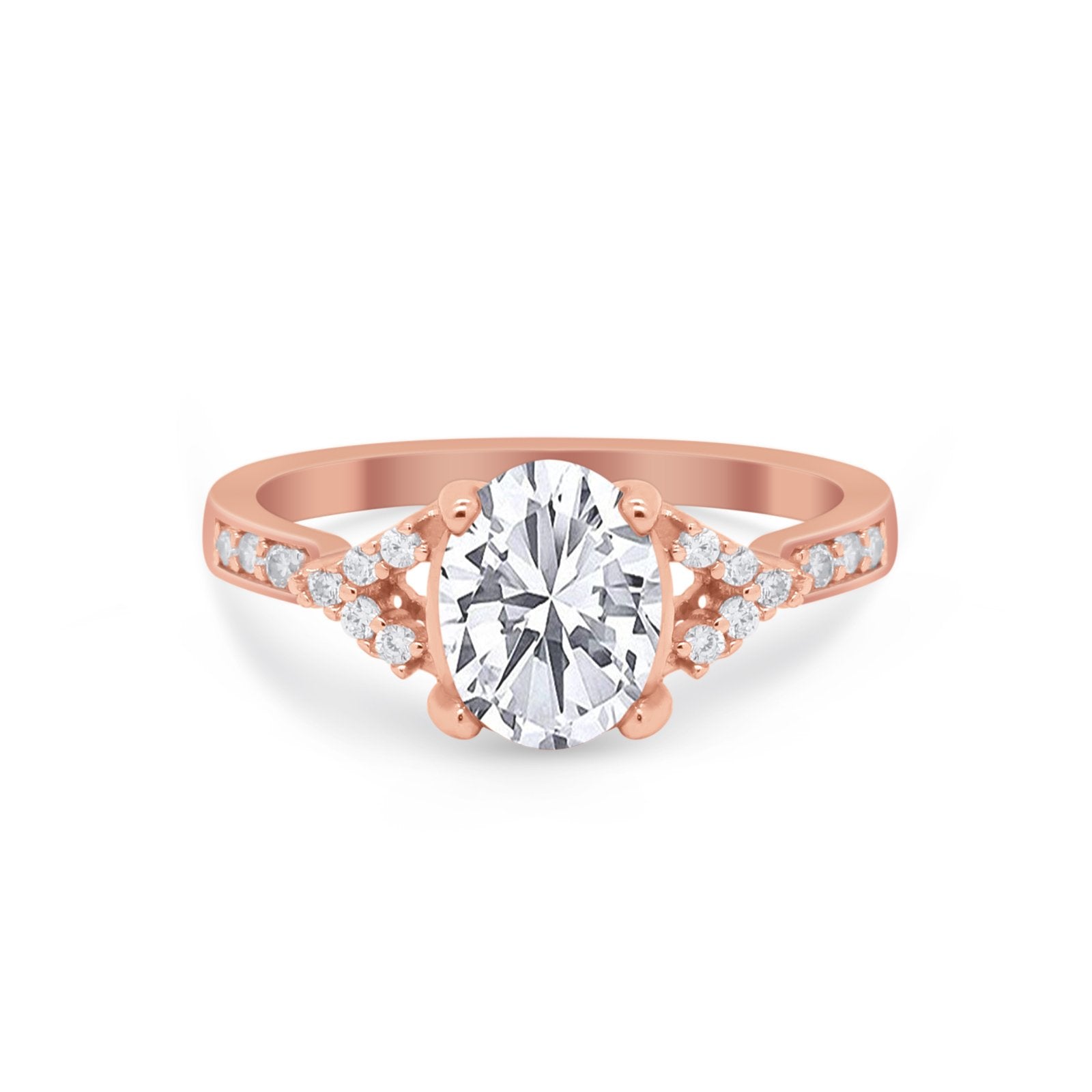 Art Deco Oval Wedding Ring Simulated Cubic Zirconia 925 Sterling Silver