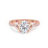 Art Deco Oval Wedding Ring Simulated Cubic Zirconia 925 Sterling Silver