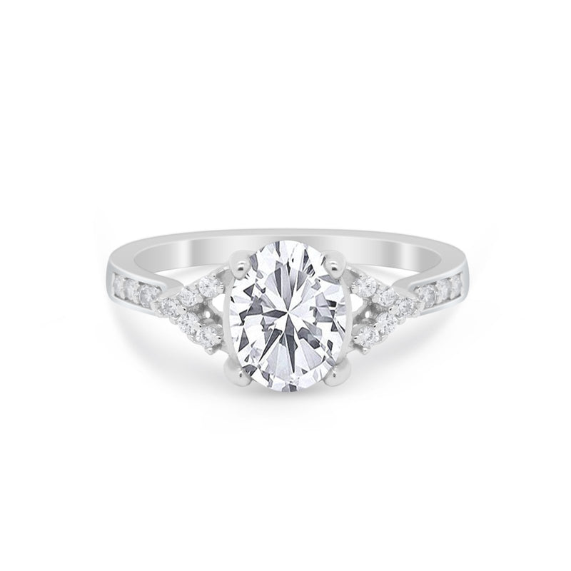 Art Deco Oval Wedding Ring Simulated Cubic Zirconia 925 Sterling Silver