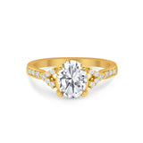 Art Deco Oval Wedding Ring Simulated Cubic Zirconia 925 Sterling Silver
