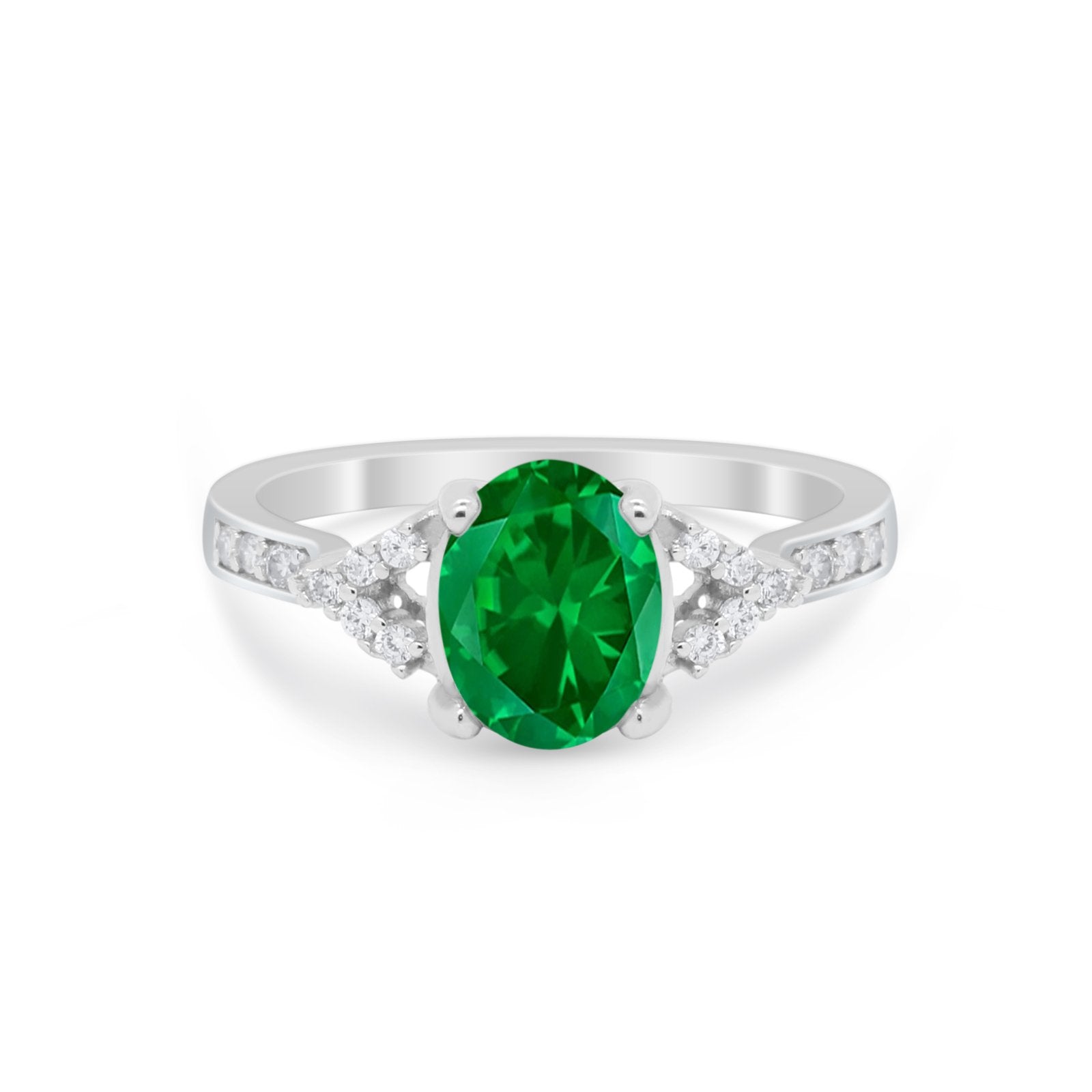 Art Deco Oval Wedding Ring Simulated Cubic Zirconia 925 Sterling Silver
