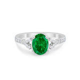 Art Deco Oval Wedding Ring Simulated Cubic Zirconia 925 Sterling Silver
