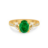 Art Deco Oval Wedding Ring Simulated Cubic Zirconia 925 Sterling Silver