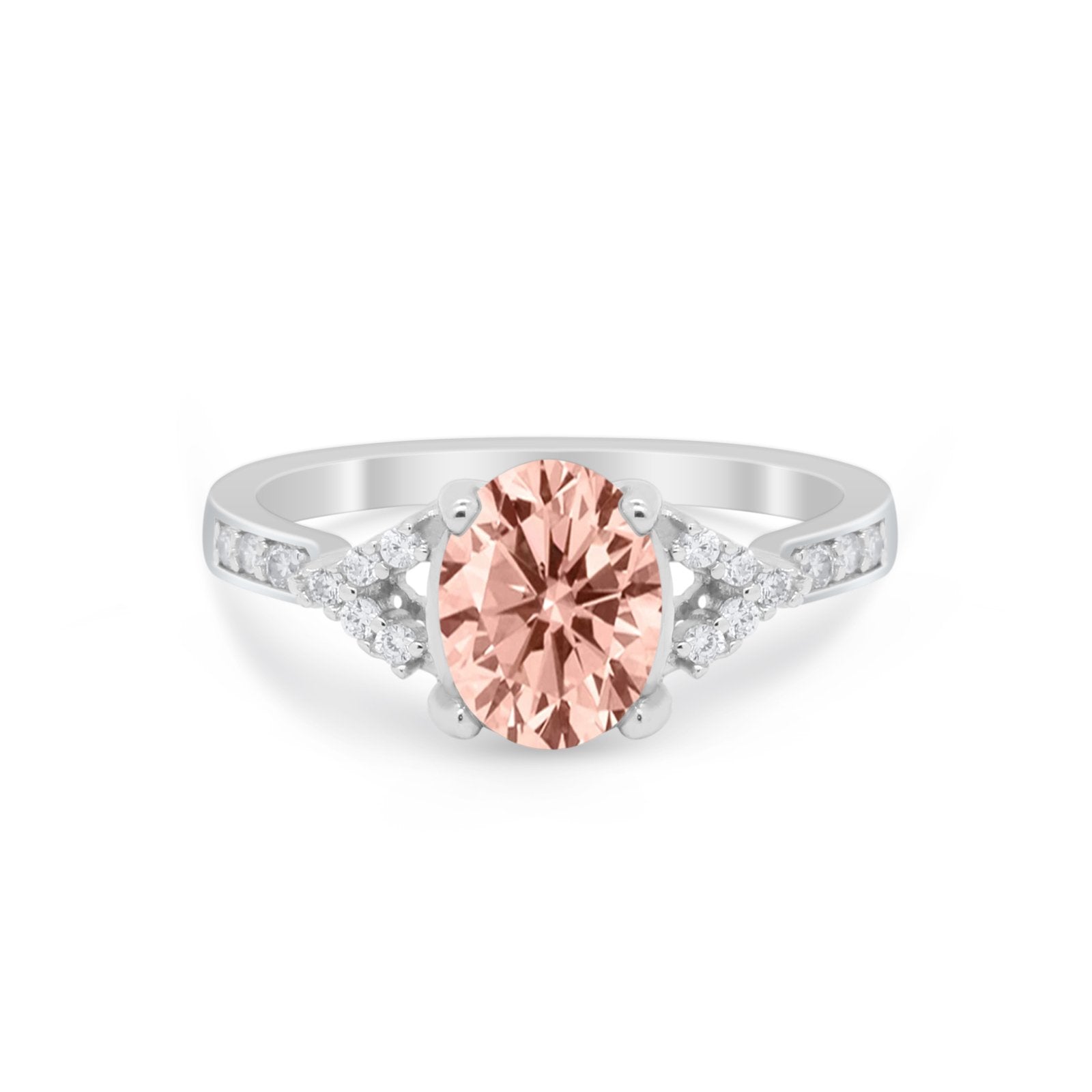 Art Deco Oval Wedding Ring Simulated Cubic Zirconia 925 Sterling Silver