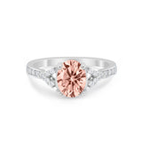 Art Deco Oval Wedding Ring Simulated Cubic Zirconia 925 Sterling Silver
