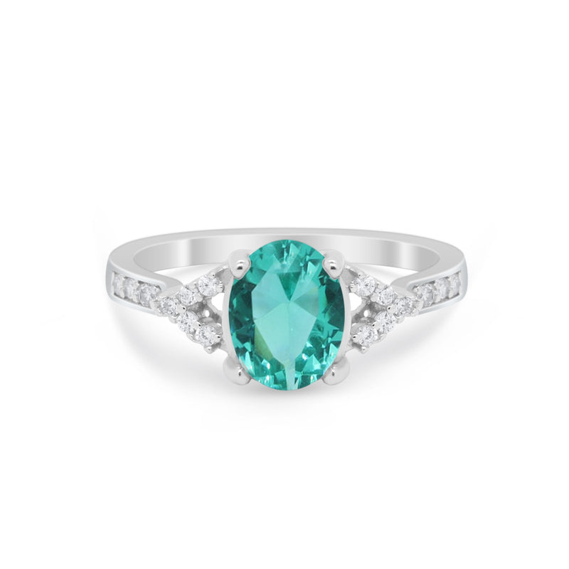 Art Deco Oval Wedding Ring Simulated Cubic Zirconia 925 Sterling Silver