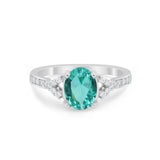 Art Deco Oval Wedding Ring Simulated Cubic Zirconia 925 Sterling Silver