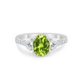 Art Deco Oval Wedding Ring Simulated Cubic Zirconia 925 Sterling Silver