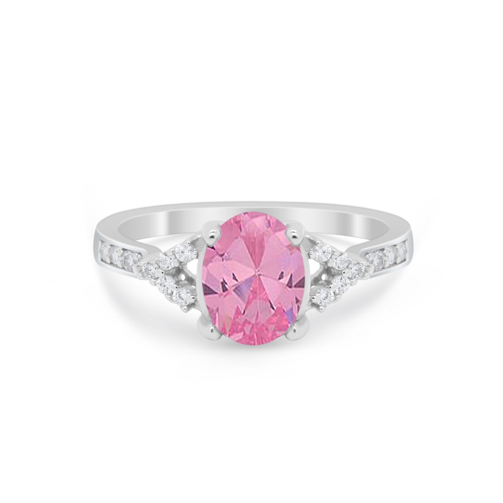 Art Deco Oval Wedding Ring Simulated Cubic Zirconia 925 Sterling Silver