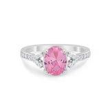 Art Deco Oval Wedding Ring Simulated Cubic Zirconia 925 Sterling Silver
