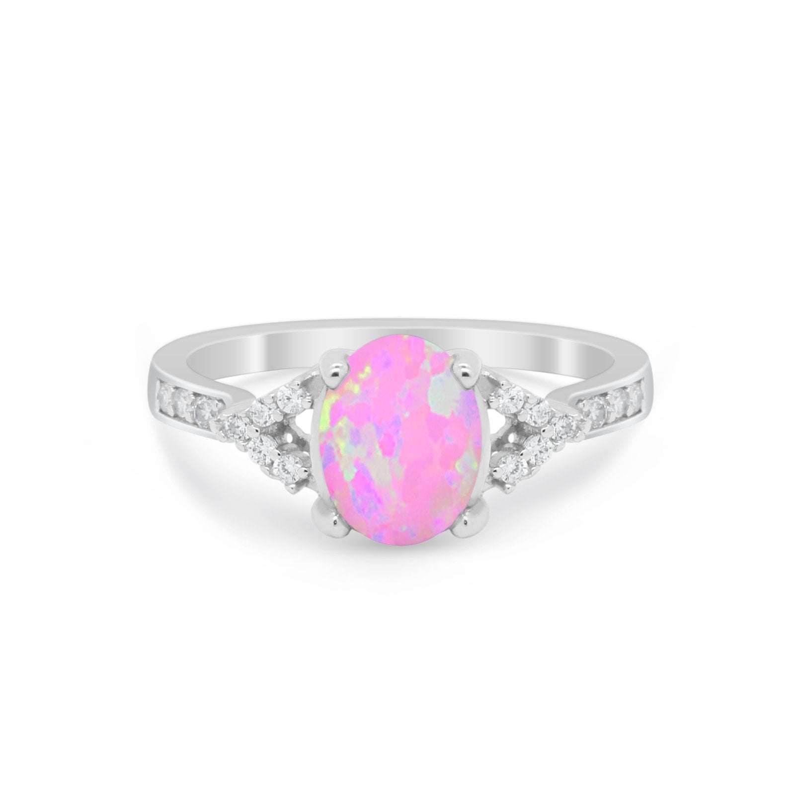 Art Deco Oval Wedding Ring Simulated Cubic Zirconia 925 Sterling Silver