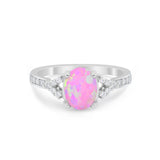 Art Deco Oval Wedding Ring Simulated Cubic Zirconia 925 Sterling Silver