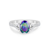 Art Deco Oval Wedding Ring Simulated Cubic Zirconia 925 Sterling Silver