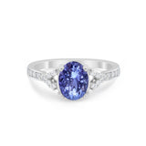 Art Deco Oval Wedding Ring Simulated Cubic Zirconia 925 Sterling Silver