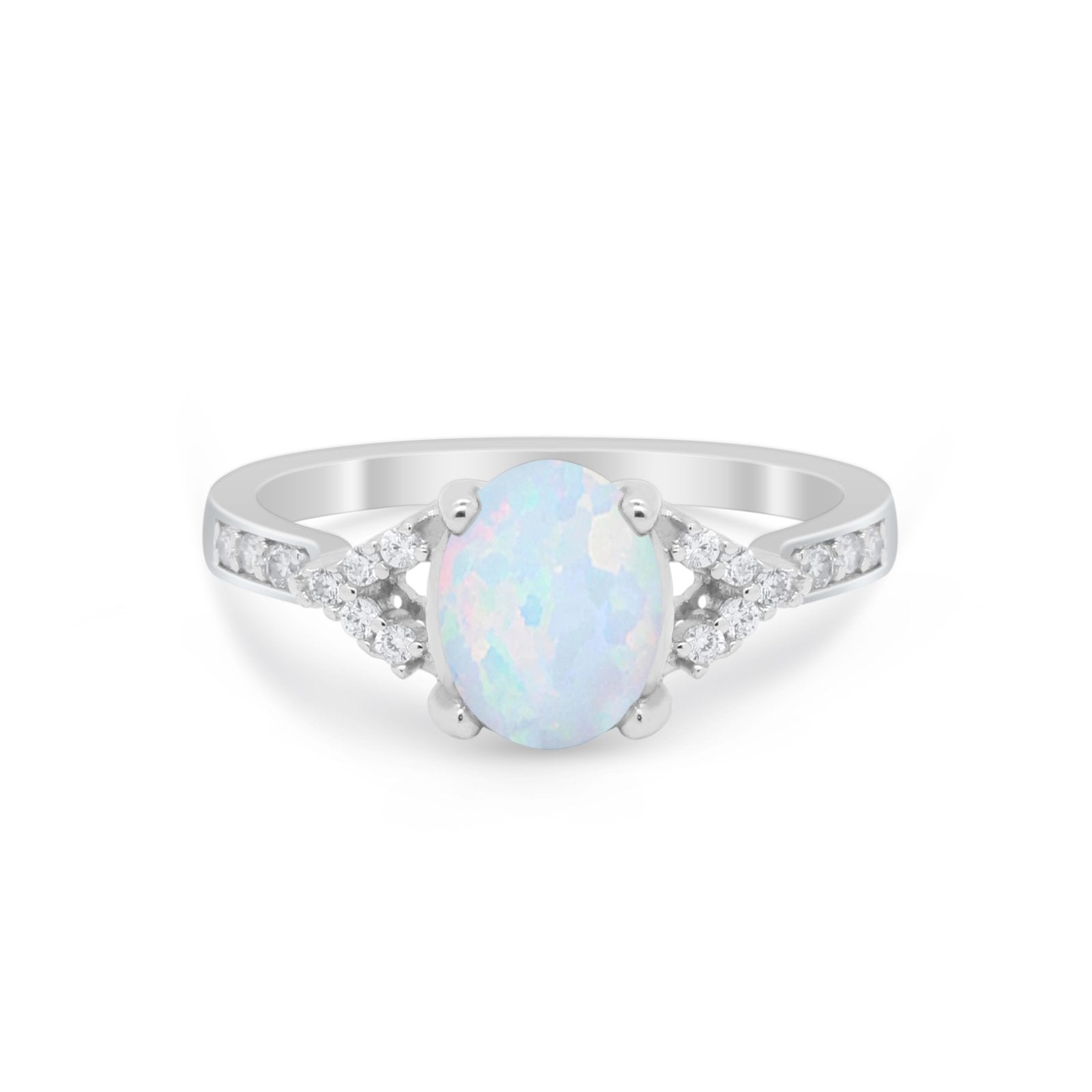 Art Deco Oval Wedding Ring Simulated Cubic Zirconia 925 Sterling Silver