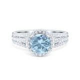 Halo Engagement Ring Accent Dazzling Simulated Cubic Zirconia 925 Sterling Silver