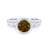 Halo Engagement Ring Accent Dazzling Simulated Cubic Zirconia 925 Sterling Silver