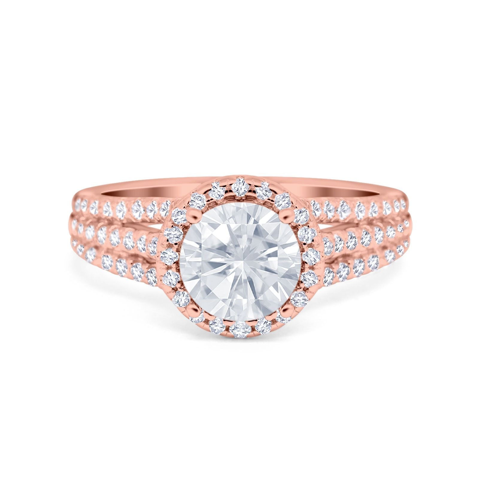 Halo Engagement Ring Accent Dazzling Simulated Cubic Zirconia 925 Sterling Silver